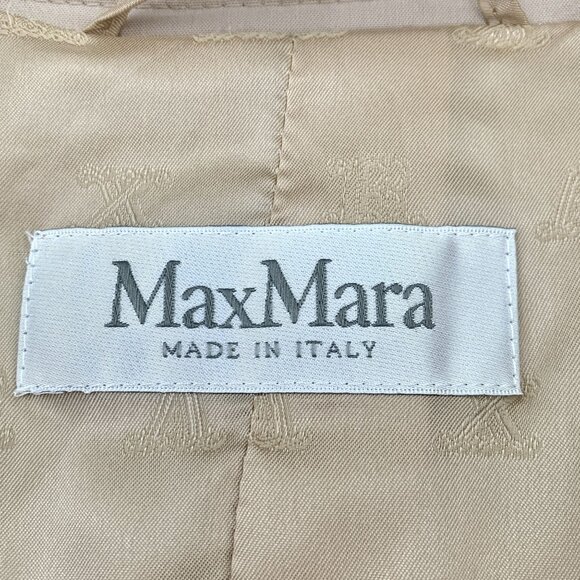 Max Mara Womens Khaki Wool Blend Long Sleeve Blazer Jacket Size L Made In Italy - Picture 4 of 7